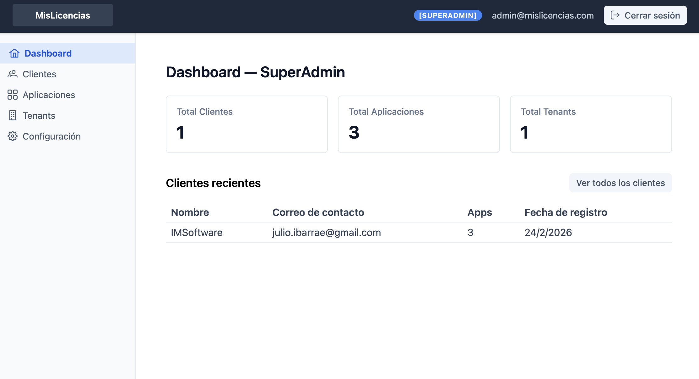 MisLicencias Dashboard